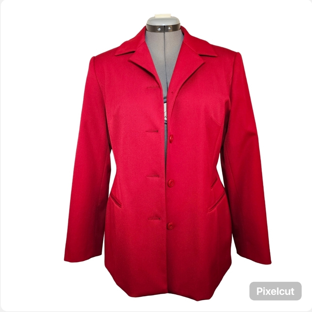 Braemar red single breasted 4 button fitted blazer size 12 US